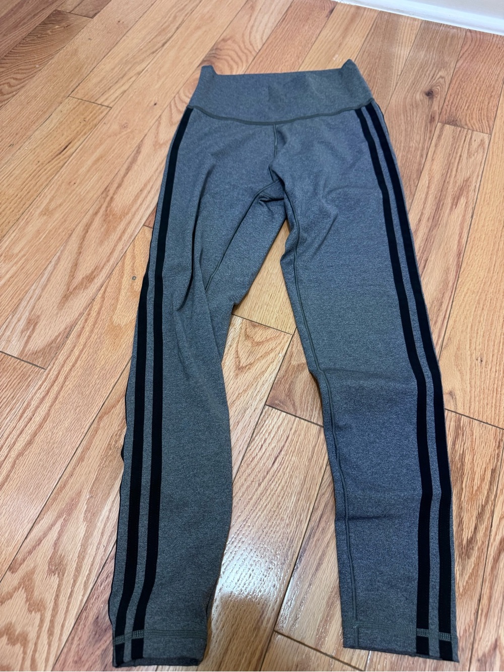 Heather Gray Active Leggings with Black Side Stripes